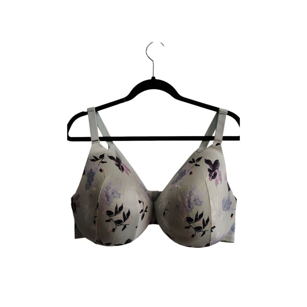 Cacique 44DD light mint and floral light lined full coverage bra
